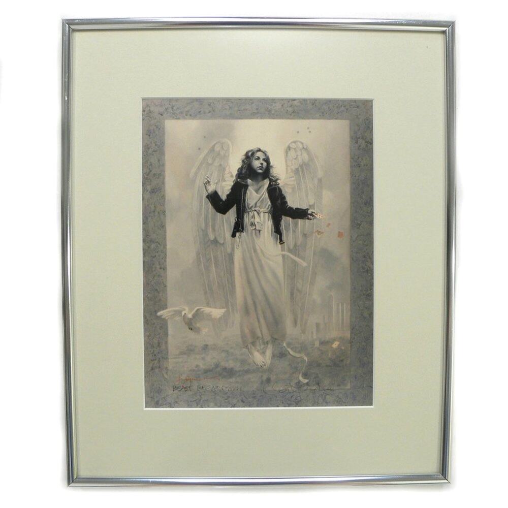 Punk Angel "Promise" by Carl Lundgren Signed Framed Art 90s Rock Goth  12x14